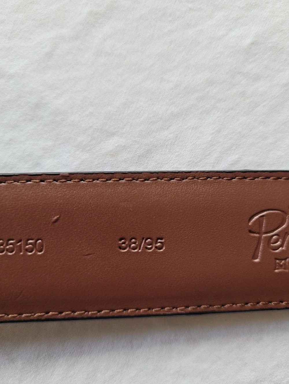 Original Penguin Black and Brown Leather Belt with Silver Buckle Size 38